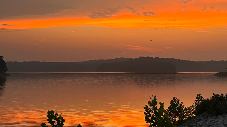An orange sunset at Patoka Lake