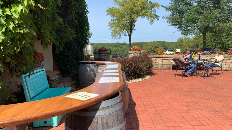 People enjoying sunny fall day in winery, Dubuque, Iowa