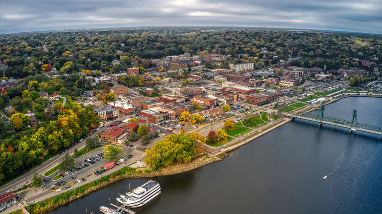 Aerial view of Stillwater downtown area