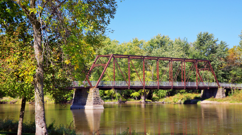 Walking bridge on Little Iowa River