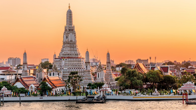 temple in Bangkok at sunset