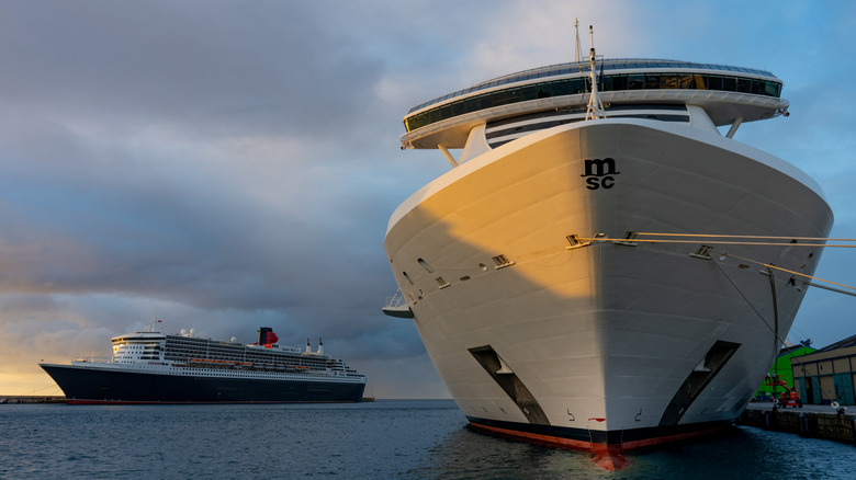 two cruise ships caribbean dark skies