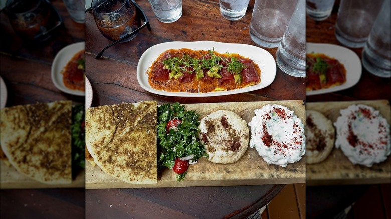 Mezze and tuna crudo from Beatnik on the River, Chicago