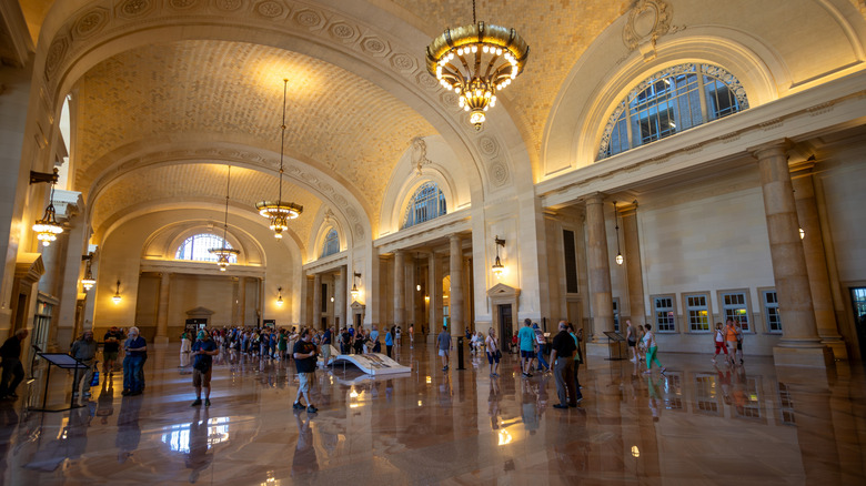 An interior view of the Grand Hall at Michigan Central Station