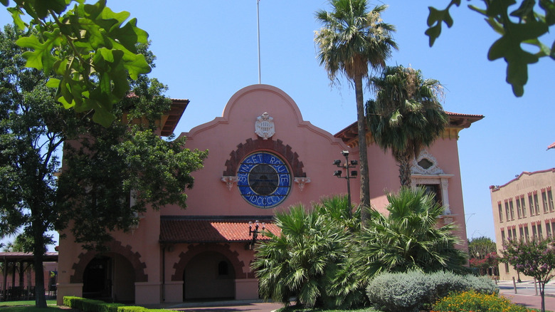 The pink facade of San Antonio's Sunset Station