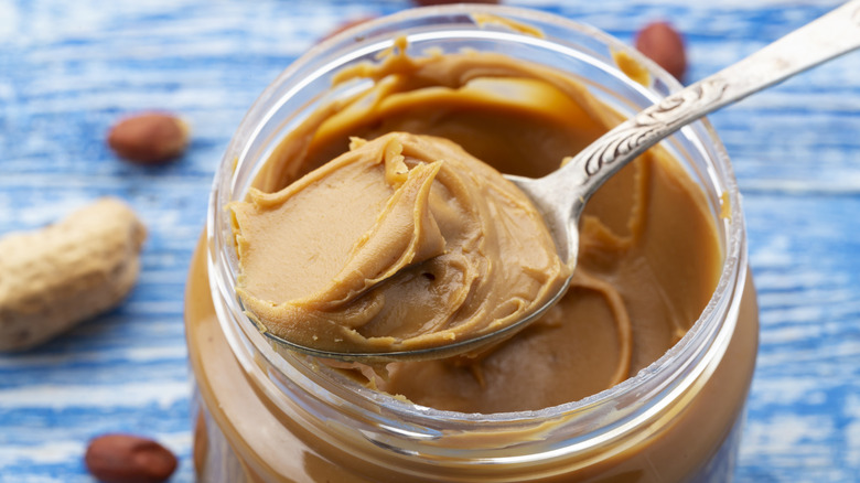Peanut butter opened and stirred