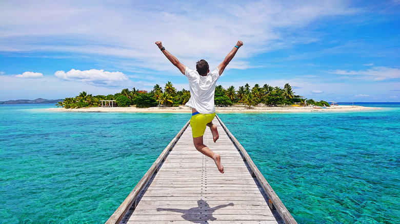 A man jumping in Fiji