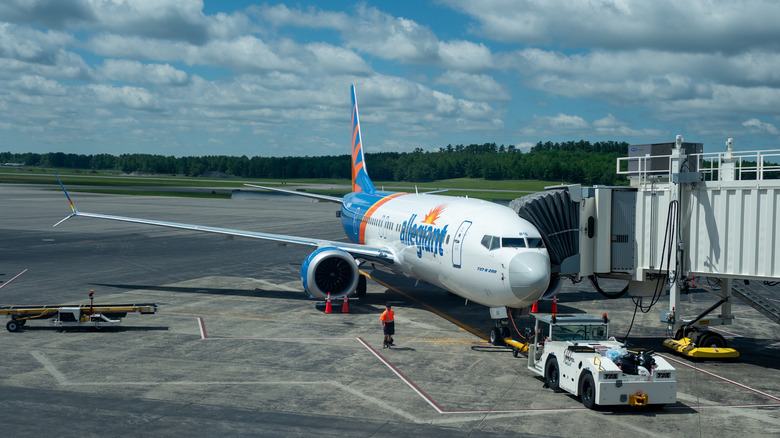 Allegiant Air plane at Bangor International Airport in Bangor, Maine, June 13, 2026