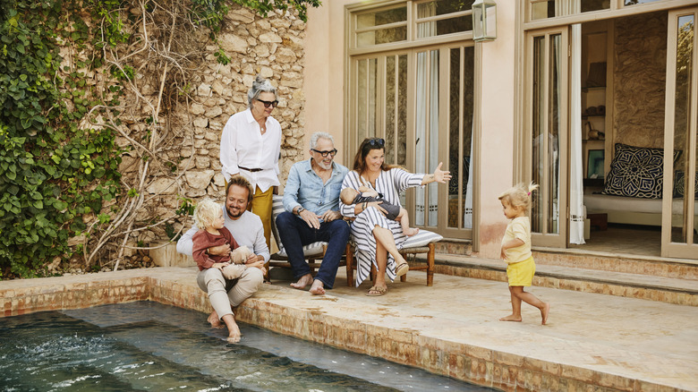 Family at a villa rental