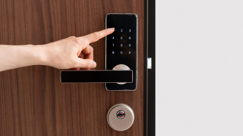 Electronic lock on a door
