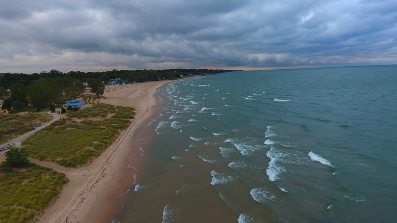 Dark clouds over Silver Beach in St. Joseph, Michigan