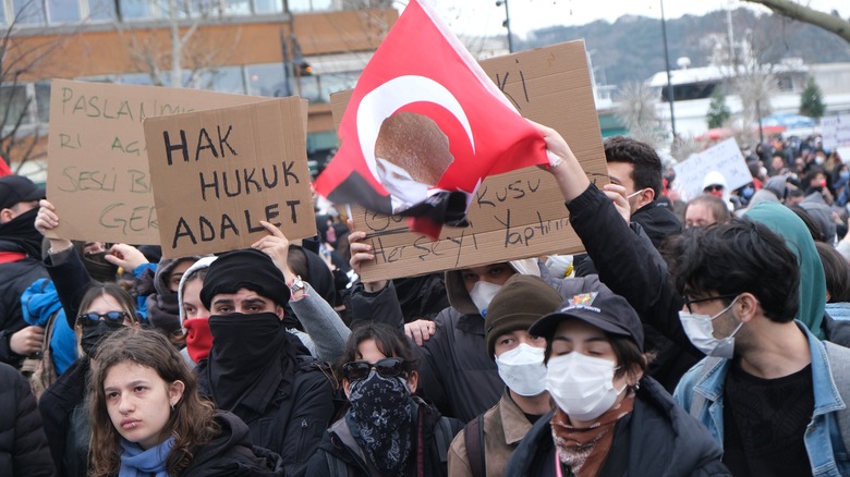 University students in Turkey stage a protest at Beşiktaş Square in Istanbul