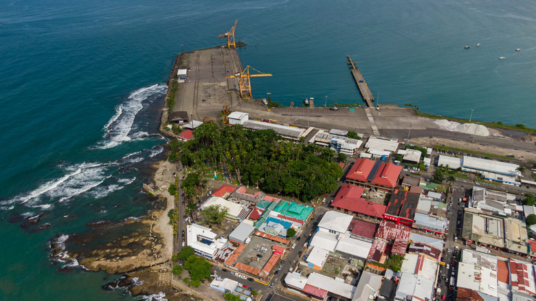 An aerial view of Puerto Moín in Limón.