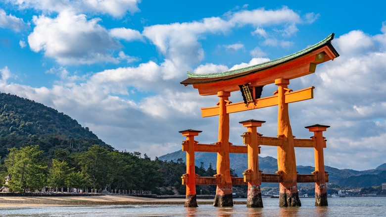 Torii gate at Japanese beach