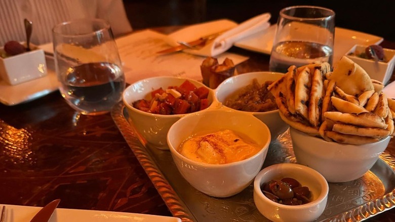 Food platter at Tagine Beverly Hills