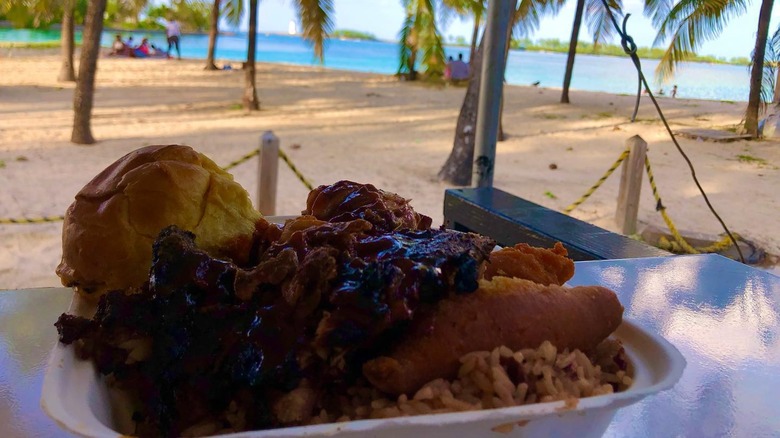 Food from Sonia's Jerk, Nassau