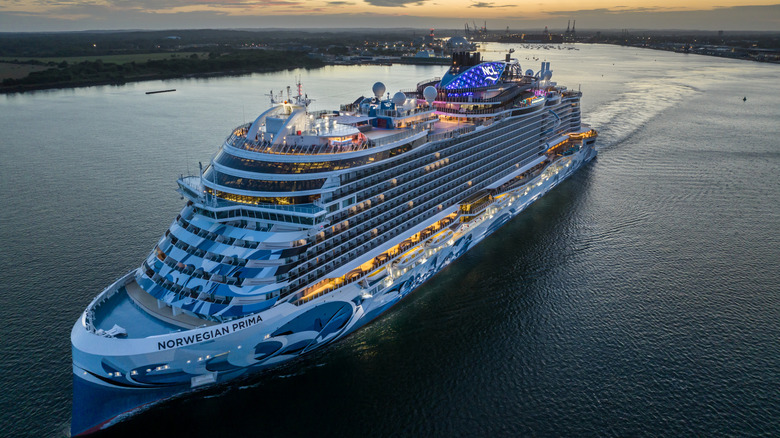 Aerial view of the Norwegian Prima, the first Prima-class ship