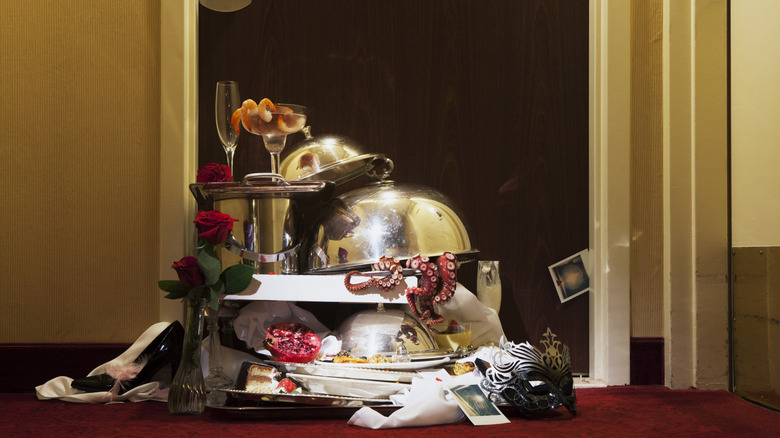 Food trays outside guest room
