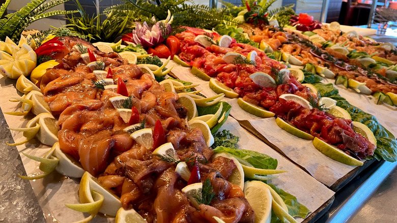 Buffet station on cruise ship