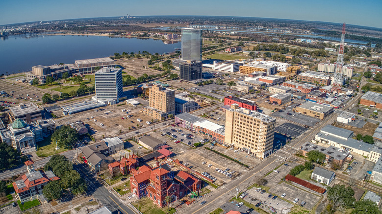 An aerial view of Lake Charles, Louisiana