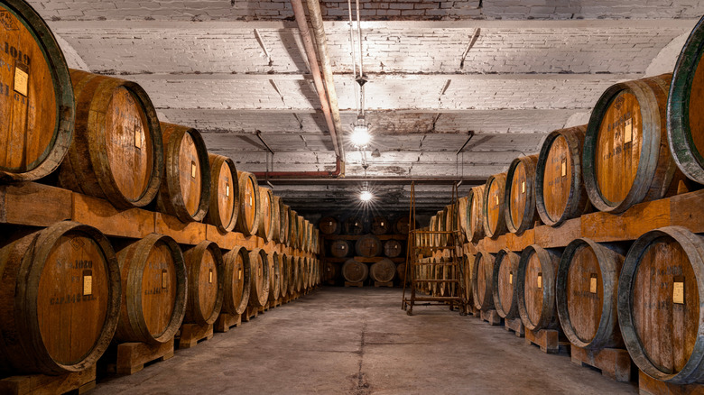 Barrels at Pleasant Valley winery