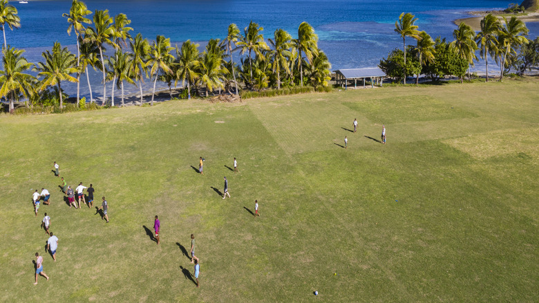 Fijian school boys playing rugby