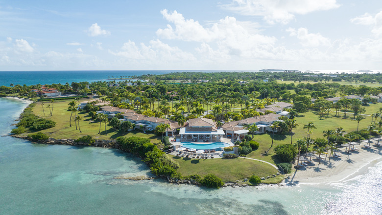 Aerial view of Jumby Bay Island