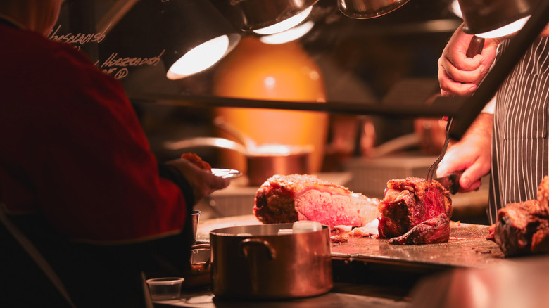 Chef cutting meat at MGM Grand buffet
