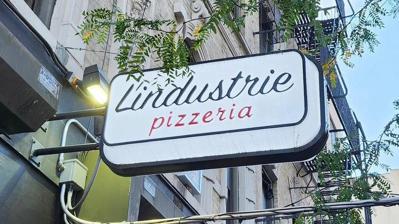 Sign for L'Industrie Pizzeria, Brooklyn