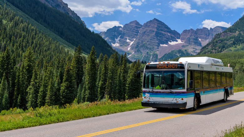 The Maroon Bells Scenic Shuttle ferries passengers to and from the most photographed place in Colorado