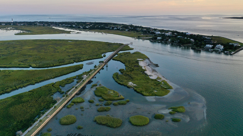 An aerial view of Pitt Street Bridge, Charleston