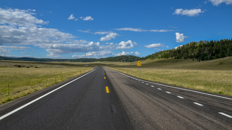 Arizona 67/Grand Canyon Highway with forests and grassland next to the road