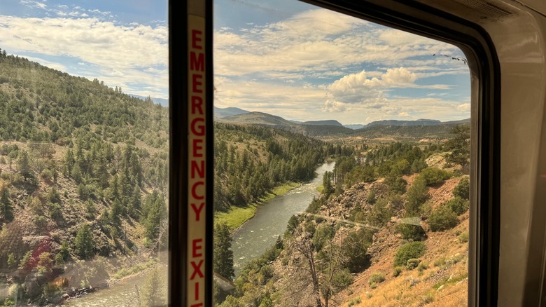 View of glenwood canopy from the California Zephyr train in Colorado