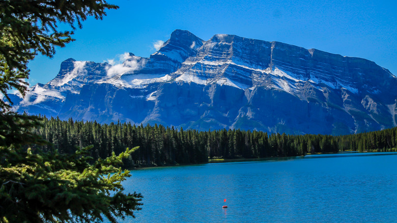 Two Jacks Lake in Banff National Park, Alberta on a sunny day