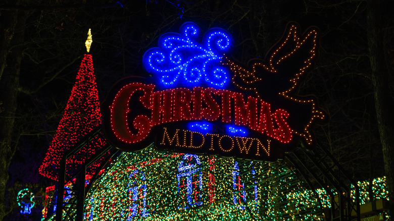 A Christmas lights sign at Silver Dollar City.