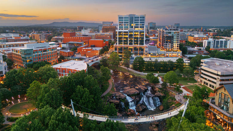 View of Falls Park and downtown Greenville
