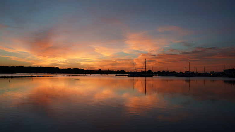 Pueblo Lake in Colorado at sunset