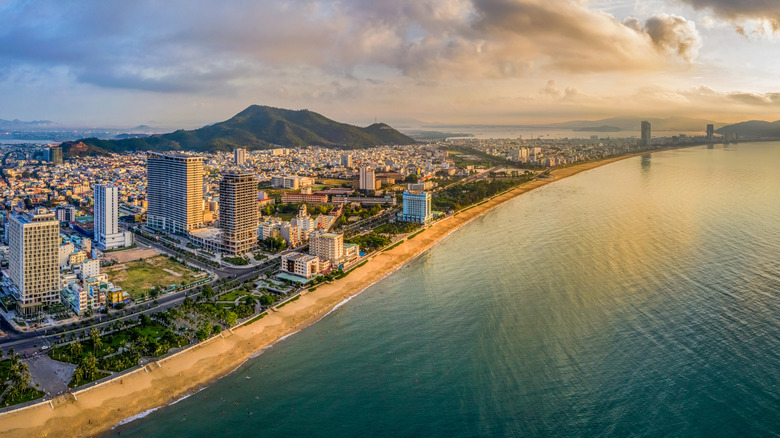 Aerial view of Quy Nhon city center and beach