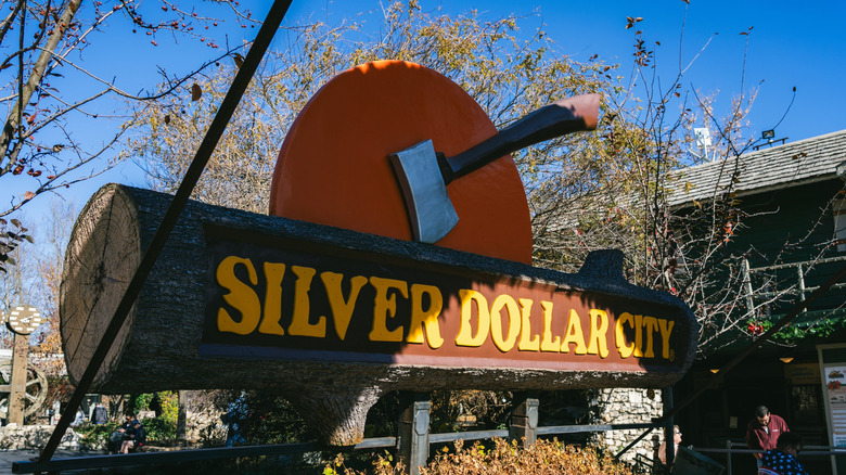 The logo at the entrance to Silver Dollar City.