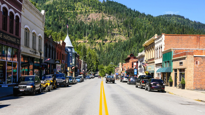 The city of Wallace in the Silver Valley mining district of Idaho