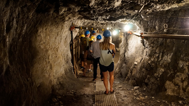 A silver mine tour underground in Wallace, Idaho