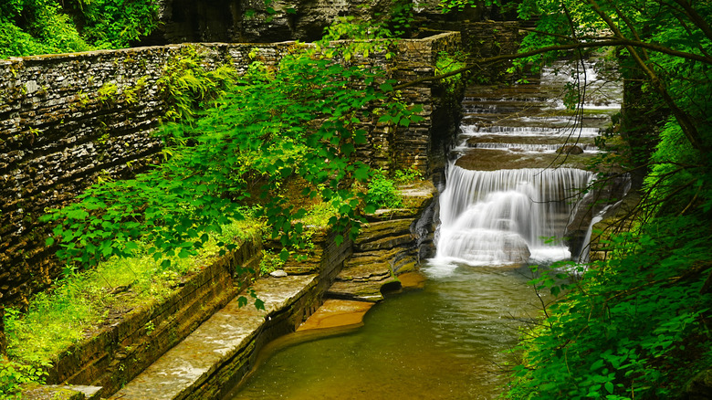 A waterfall along the Glen Creek Gorge Trail in Watkins Glen State Park, New York