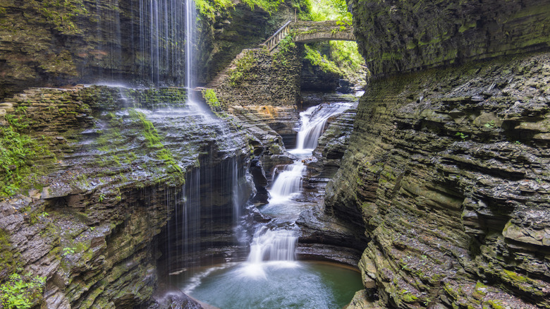 A view of Rainbow Falls at Watkins Glen State Park, New York