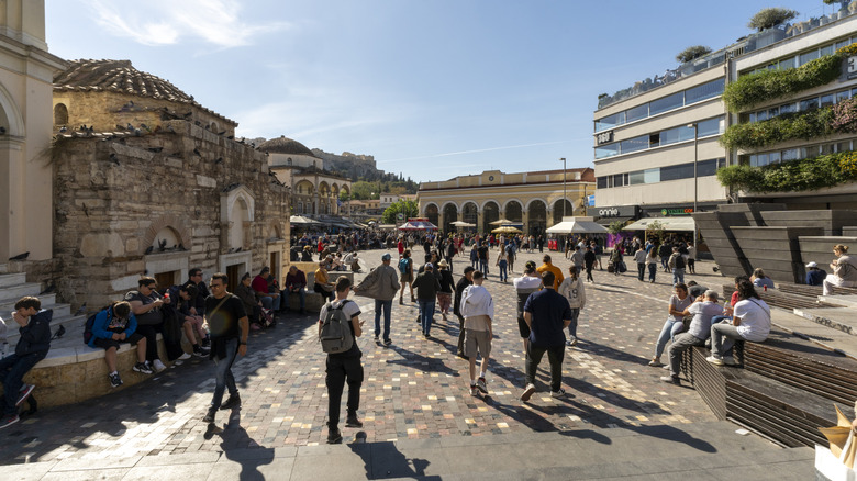 People walking in Monastriaki, Athens