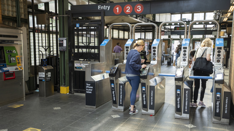 MTA Subway entrance with turn stiles