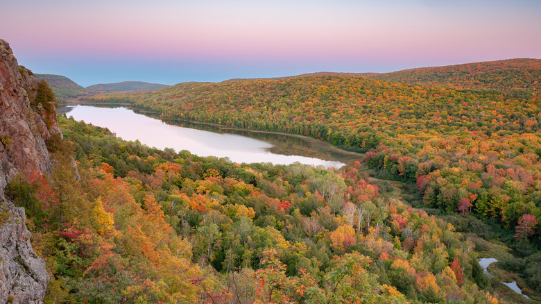 Twilight in the fall at Lake of the Clouds, Porcupine Mountains Wilderness State Park, Michigan's Upper Peninsula