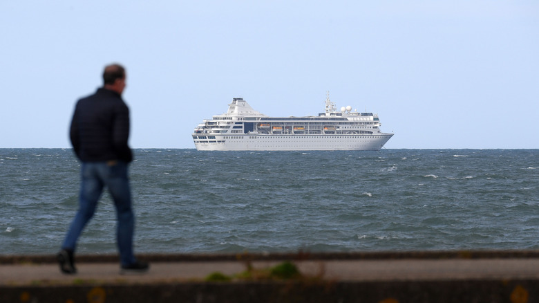 The Villa Vie Odyssey cruise shop off the shore in Belfast