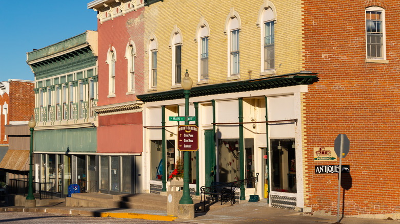 Downtown building and storefront in Mount Carroll, Illinois