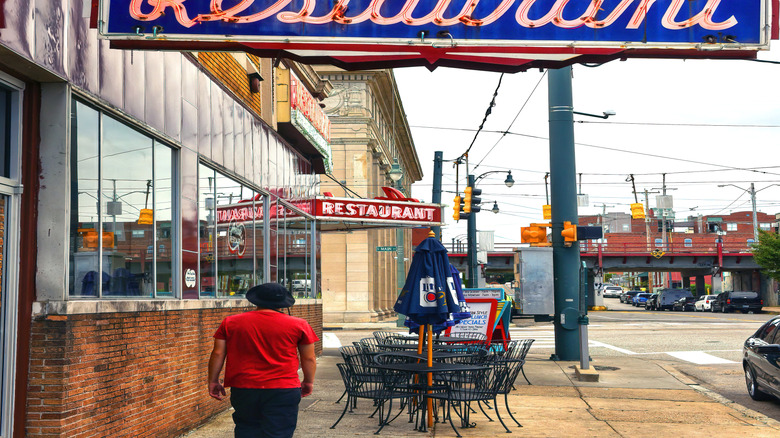 The sign of Arcade Restaurant