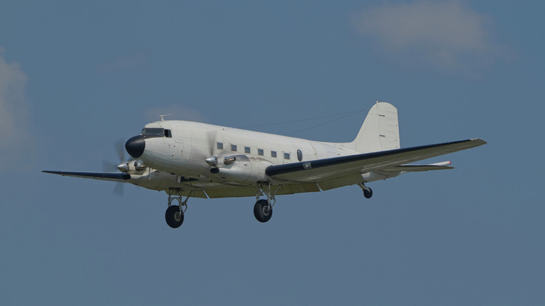 A DC-3 flying in Singapore